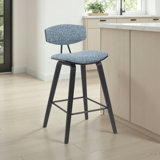 Bilgin Payton Modern Bar or Counter Height Stool with Upholstered Seat and Wood Frame