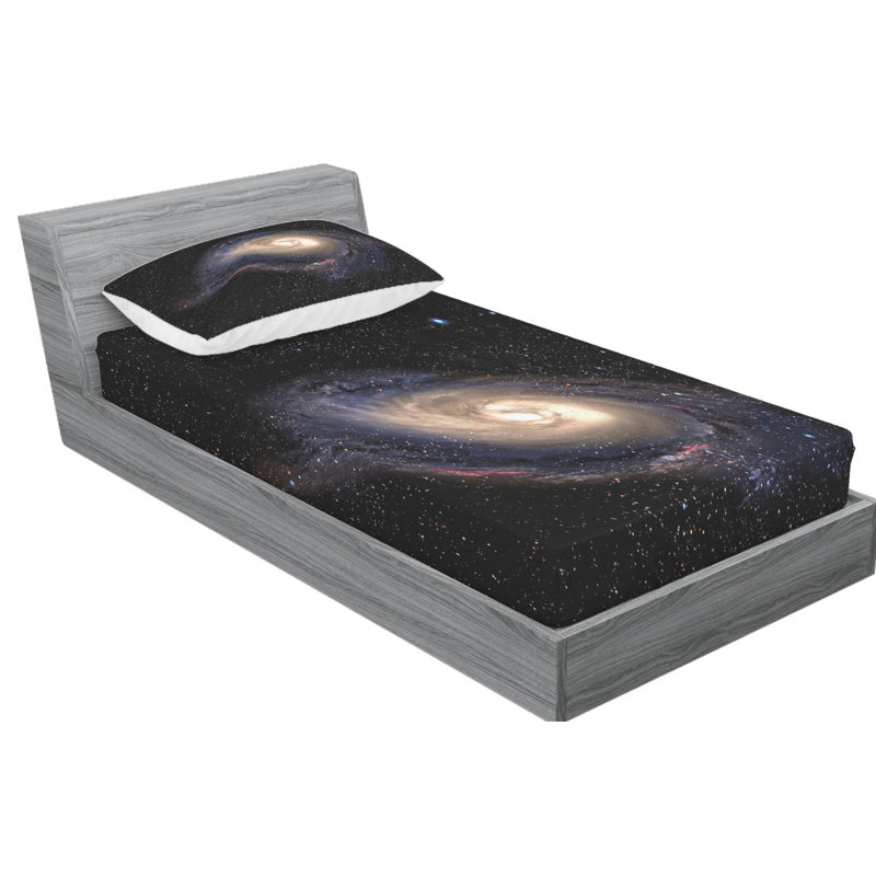 Ensemble de draps Deep Outer Space, Ensemble de draps pour lit simple avec 1 taie d'or