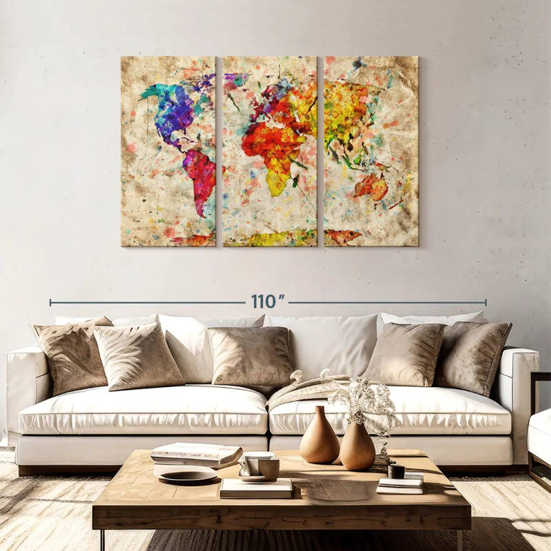 Aliaz Retro Expression World Map, 48" H x 74" W