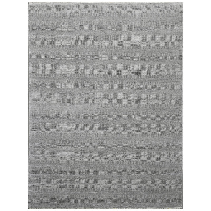 High-Quality Hand-Knotted Silver And Black Area Rug