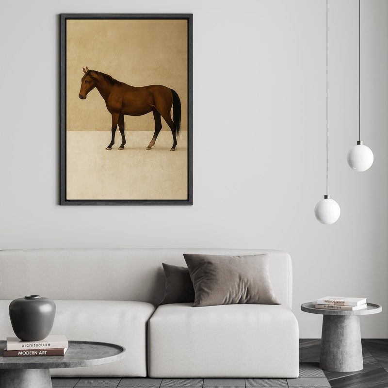 Impression d'art sur toile encadrée, "Brown Horse", H 24 po x l 16 po, Impression dans un cadre flottant sans passe-parto