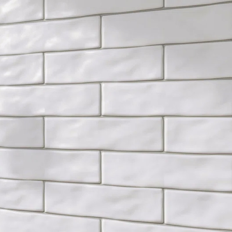 Cortina Kezma 3" x 12" Zellige Matte Subway Wall Tile, White Matte