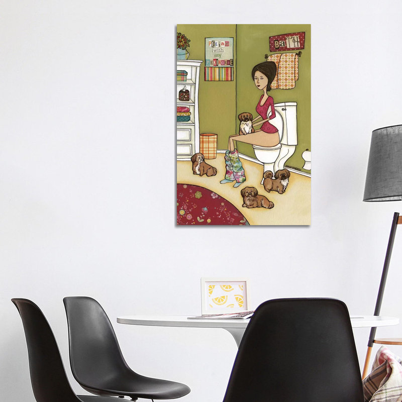 Peeing With Pekingese by Jamie Morath - Wrapped Canvas Print, 101.6 cm H x 66.04 cm W x 1.91 cm D