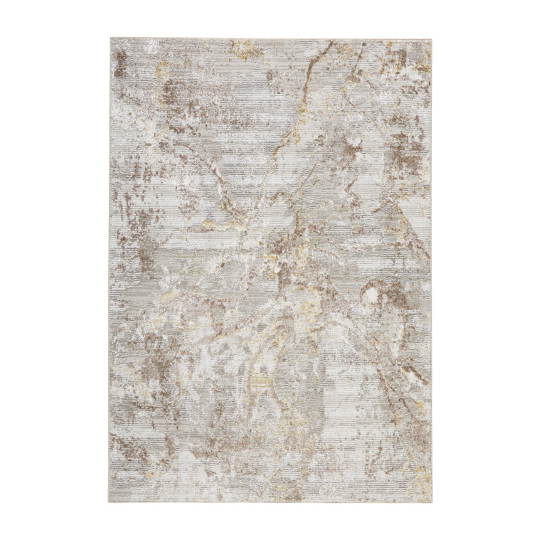 TOWN & COUNTRY LUXE Opaline Bold Marble Area Rug with Glam Metallic Ribbed Texture Pile, Taupe 7’10”x 10’2” 