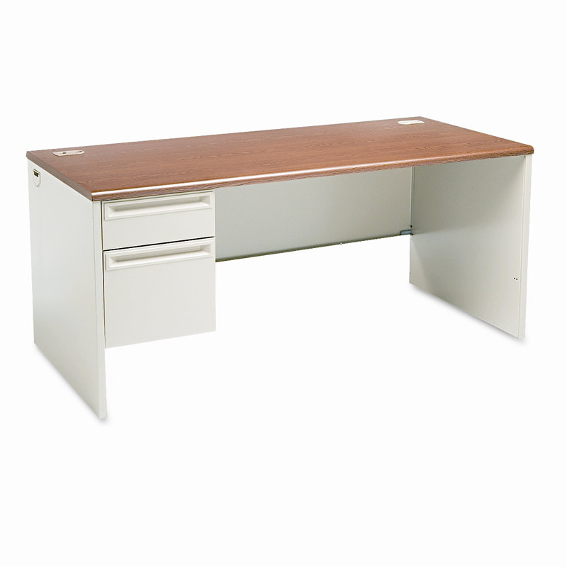 38000 Series Executive Desk, Left Hand Return, 29.5" H x 66" W x 30" D, Mahogany/Charcoal