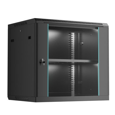 12U Wall Mount Network Server Cabinet For It Equipment，Network Rack Enclosure with Lockable Glass Door & Removable Side Panel
