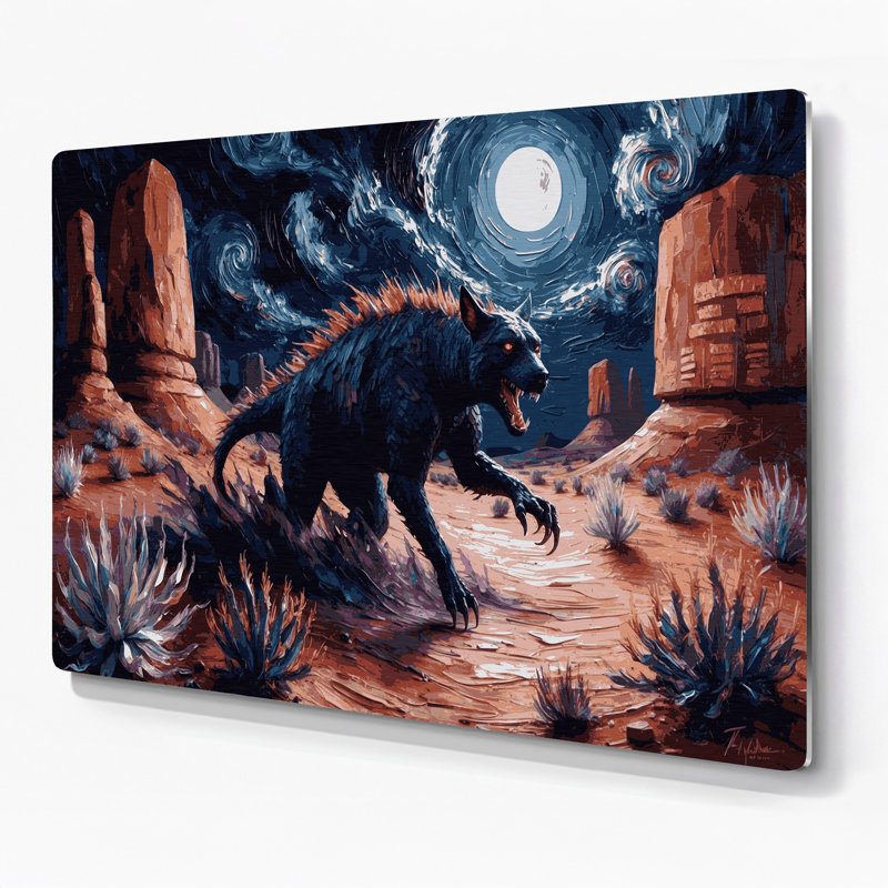 «Southwestern Animals» Chupacabra 11, art mural en métal mauve, H 20 po x l 24 po