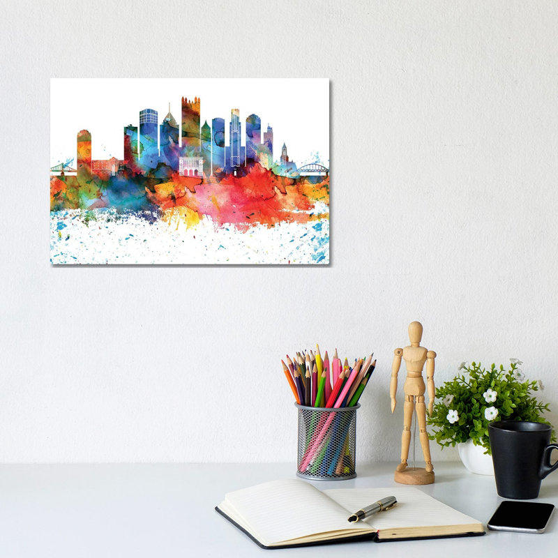 Pittsburgh Skyline 1 Piece Wrapped Canvas Painting, 20.32 cm H x 30.48 cm W