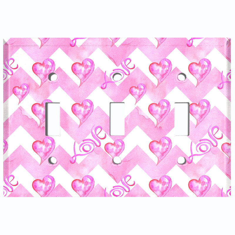 Plaque murale d'interrupteur à bascule Chevron Love Hearts