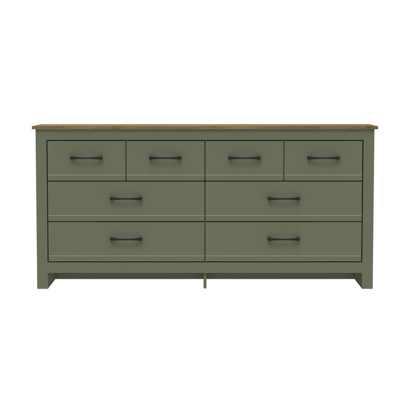 160 cm W Chest of 8 Drawers, Kale Green
