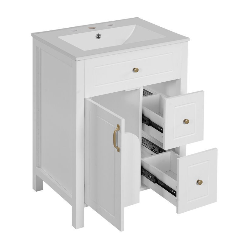 Meuble-lavabo 24 po avec lavabo en céramique Tarna, Blanc
