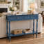 Console de style Mid-Century avec 2 tiroirs et une tablette ouverte, pattes en bois massif (assemblage minimal requis)-283368543-531276303