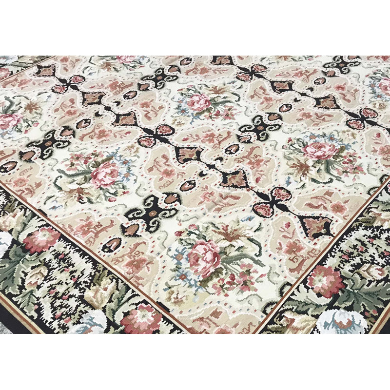 Tapis brun et beige de haute qualité noué à la main