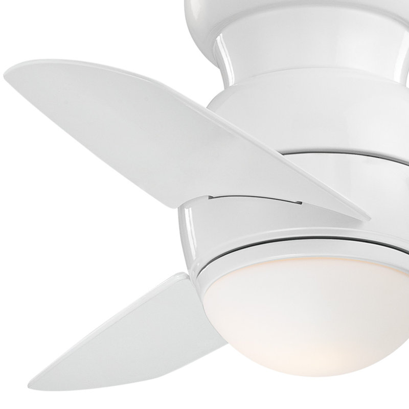 Spacesaver 26" 3-Blade LED Propeller Ceiling Fan with Light Kit Included, White