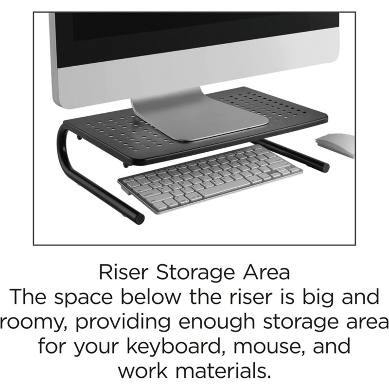 Black Steel Height-Adjustable Desktop Monitor Stand