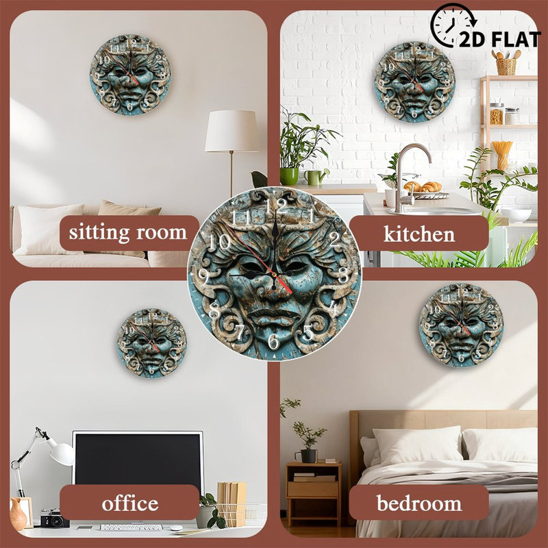 Horloge murale en bois 10 po, mouvement silencieux, à piles (piles AA non incluses), décor artistique, parfait pour les décorations