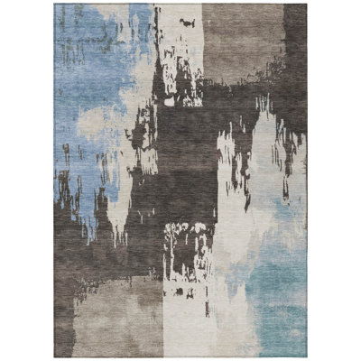 Machine Washable Indoor/Outdoor Chantille ACN2347 Abstract Rug
