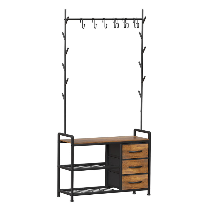 Metal Freestanding Coat Rack, Black/Brown