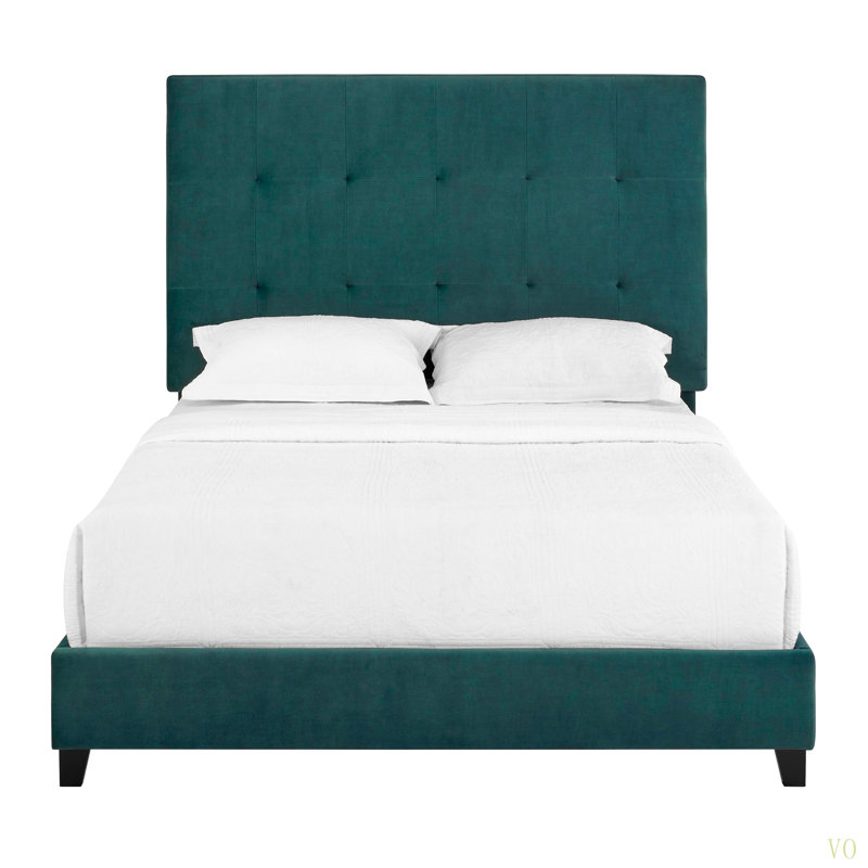 Grand lit plateforme tapissier capitonné, Grand lit, Vert