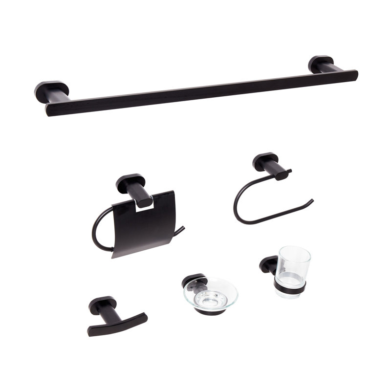 6-Piece Bathroom Hardware Set TOCOPILLA with Towel Bars and Hooks, Matte Black