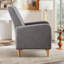 Compact Grey Upholstered Armchair, Soft Fabric Accent Chair with Wooden Legs, Cosy Reading Chair for Small Spaces-1852207267