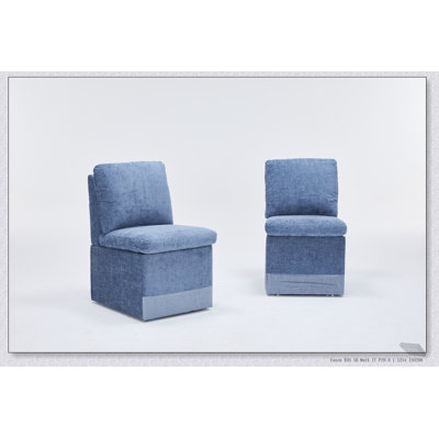 Linen Upholstered Armless Dining Chair with Casters and Storage Space - Set of 2, Combining Comfort and Convenience for Modern Dining
