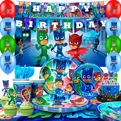 PJ Masks Birthday Decorations,112Pcs PJ Masks Party Decorations & PJ Masks Tableware set