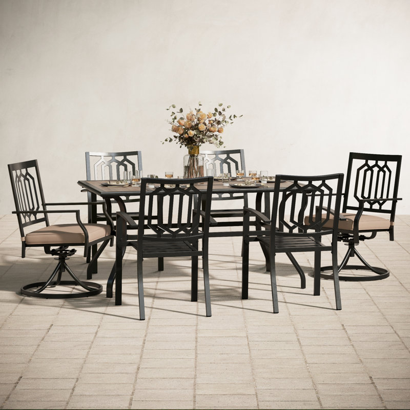 Stoneham 6 - Person Patio Dining Set with Rectangular Table , Cushions Included