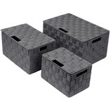Sorbus Stackable Woven Basket with Lid and Handles 3 Pack