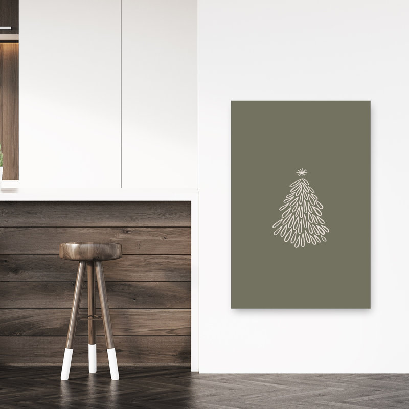 Arbre de Noël simple, minimaliste, moderne, abstrait, arbre de Noël pin, hiver, impression murale, H 48 po x l 32 po
