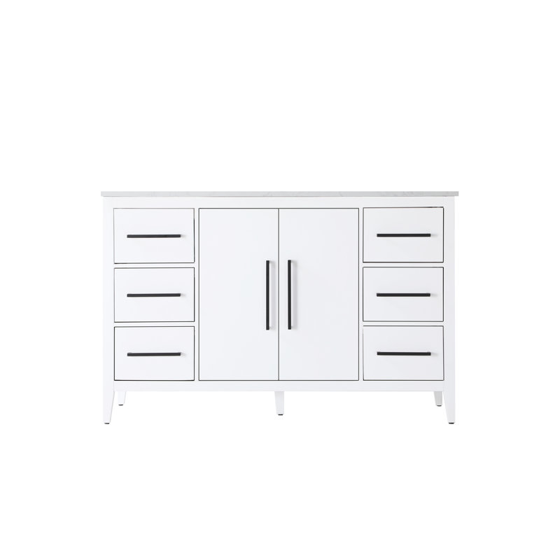 54 Inch Single Bathroom Vanity, White