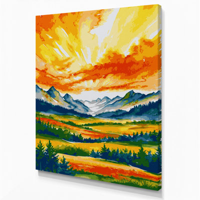 «Watercolor Landscape» 27, art mural sur toile brune