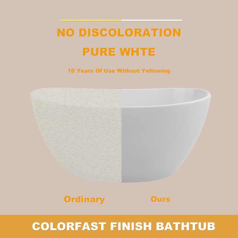 67.19 In. X 31.64 In. Stone Resin Solid Surface Freestanding Soaking Bathtub In Matte White