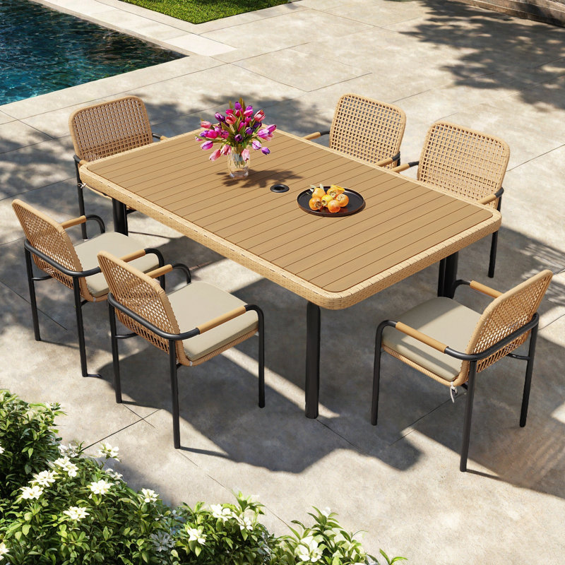 7 Piece Outdoor Dining Set Wicker: Stylish Comfort for Your Patio 1 7 Piece Outdoor Dining Set Wicker: Stylish Comfort for Your Patio