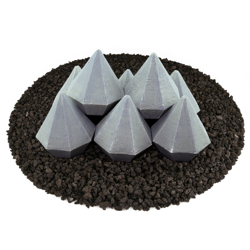 4'' x 4'' Ceramic Fire Pit Accessory, Pewter Gray