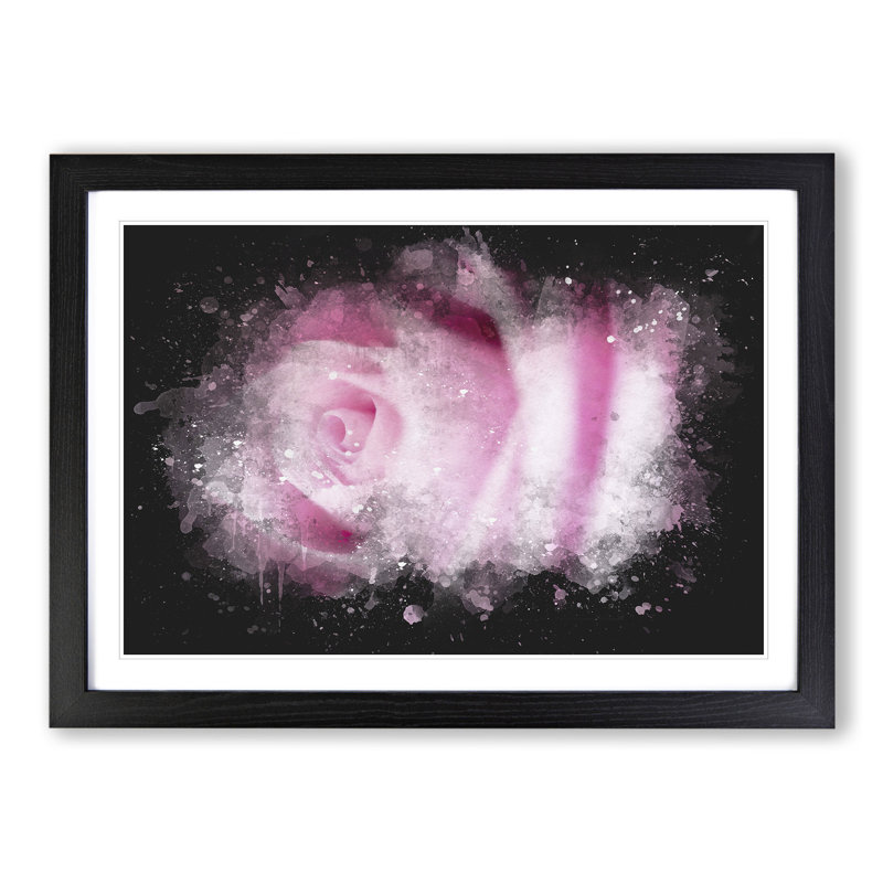 Pink Rose Flower Vol.1 - Picture Frame Graphic Art, Black Framed, 65cm H x 90cm W x 2cm D