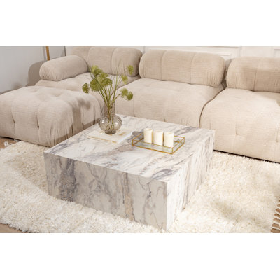 Elegant 35" x 35" Marble Coffee Table