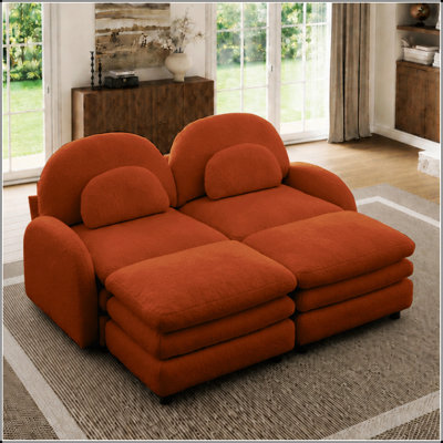 Canapé modulaire en tissu à deux places avec repose-pieds et repose-pieds ergonomique Cloud-Like