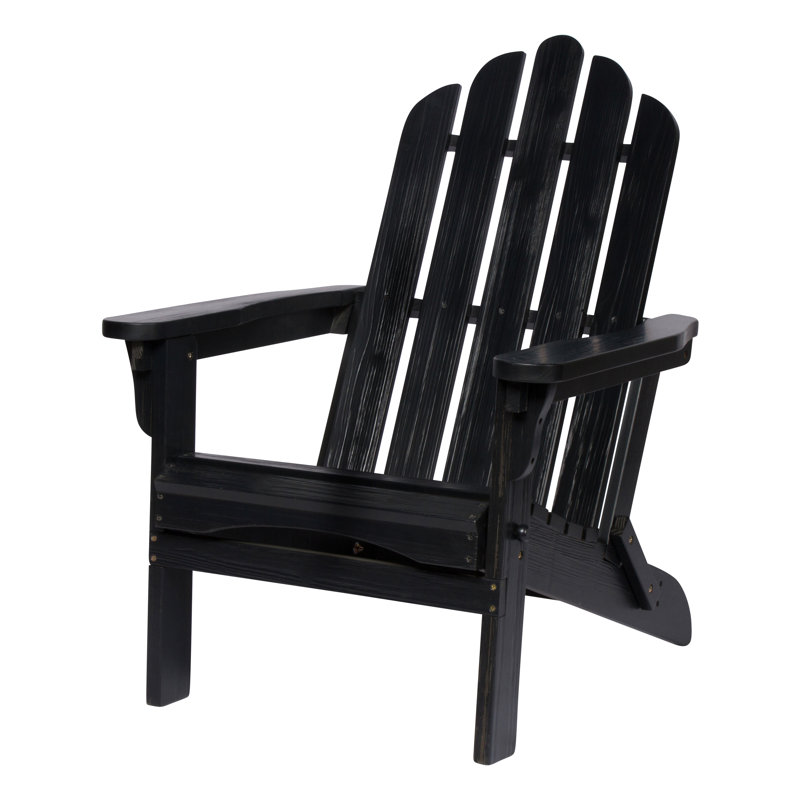 Chaise Adirondack pliante en bois massif Breeona, Noir