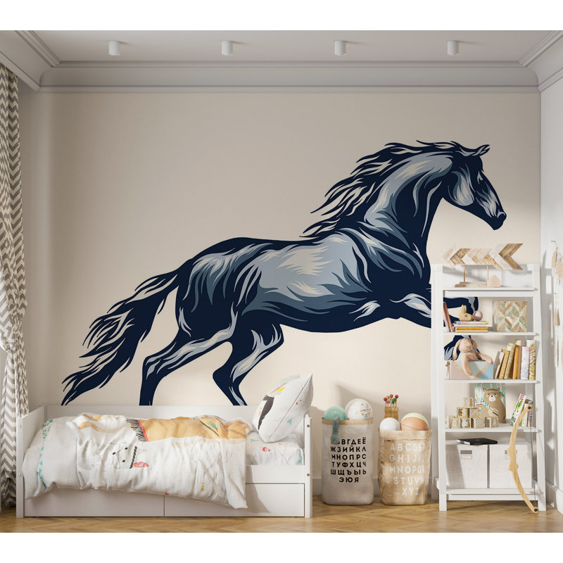 Murale pelez et collez de qualité supérieure - Illustration d'un cheval au galop, L 96 po x l 120 po