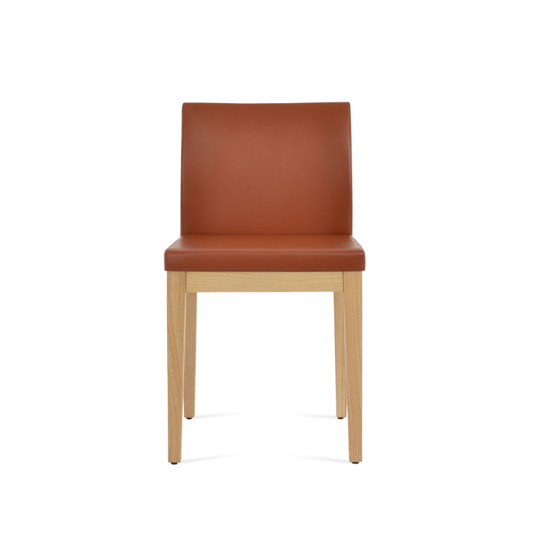 Aria Wood Dining Chair, Natural, Cinnamon Faux Leather