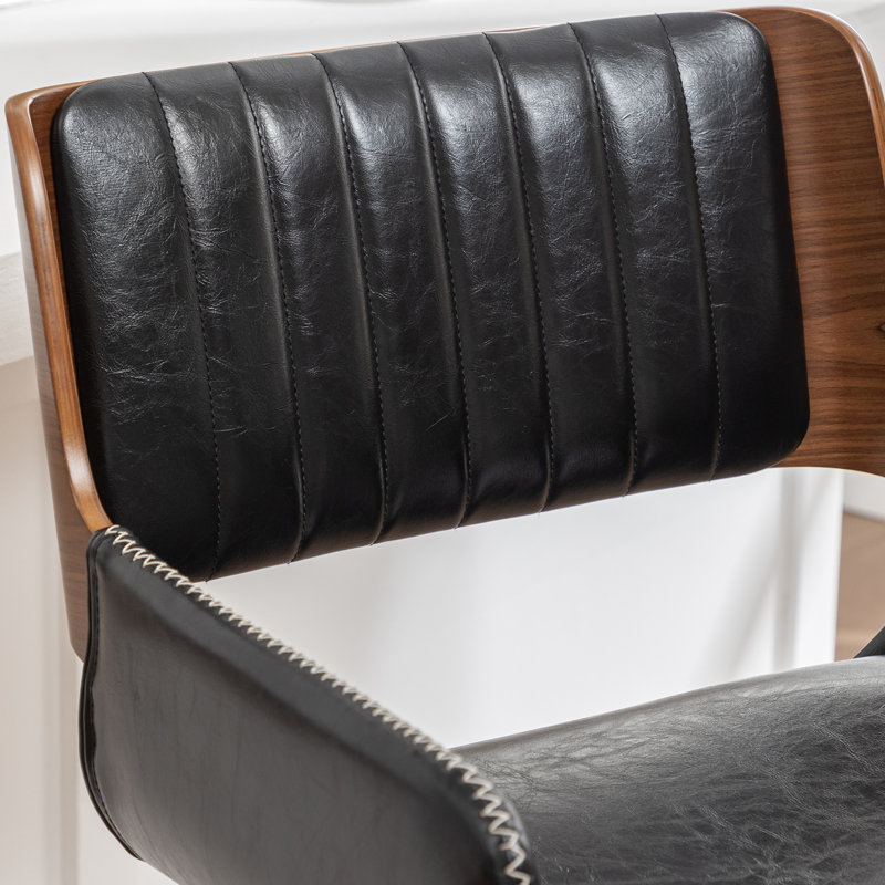 Tabourets pivotants rembourrés en similicuir Modern, Noir, Tabouret de bar (siège d'une hauteur de 29,72 po)