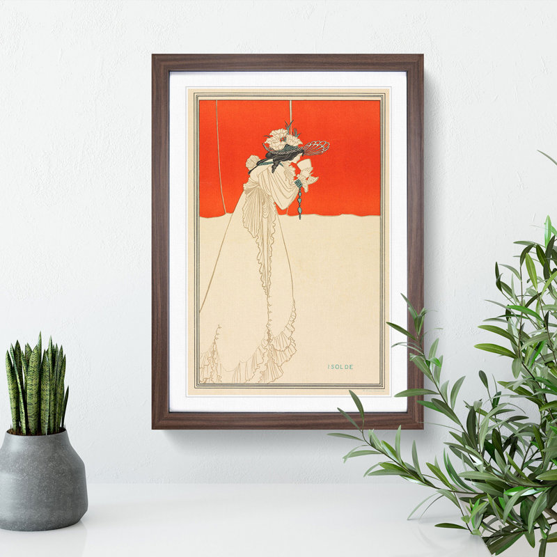 Isolde by Aubrey Beardsley - Framed Print, 36cm H x 27cm W x 2cm D, Walnut