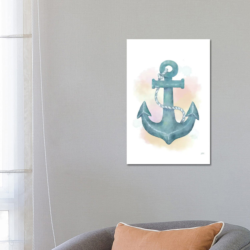 Watercolour Anchor 1 Piece Wrapped Canvas Painting, 66.04 cm H x 45.72 cm W x 3.175 cm D
