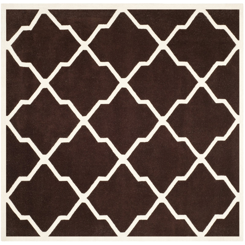Carolene Hand Tufted Wool Geometric Rug, Square 7'