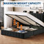Grand lit avec rangement relevable, structure de lit tapissier en velours avec tête de lit, lit plateforme en métal, pas de sommier tapissier, lattes en bois massif, silencieux, noir-1839790378-1839790376