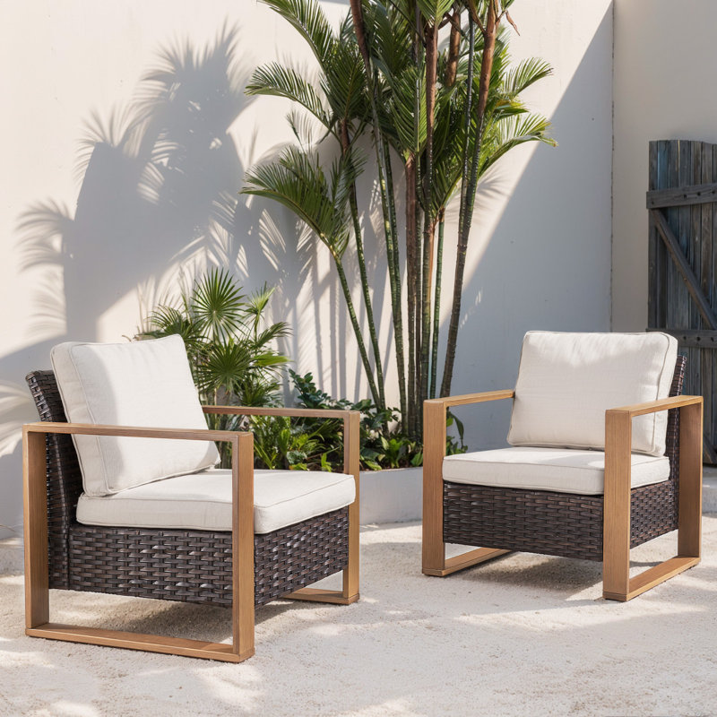 Kelyse Outdoor Lounge Chair, Brown Frame/Beige Cushion