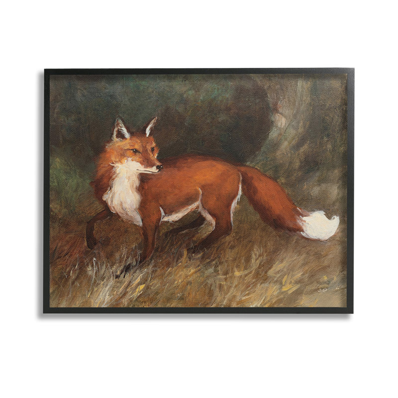 «Wild Fox In Forest Single Photo Frame» par Julia Purinton sur toile, H 11 po x l 14 po, Giclée encadrée noir minuit
