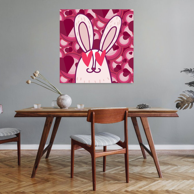 Heart Eyes Rabbit Contemporary Rabbit Forest Wall Art Print, 81.28cm H x 81.28cm W