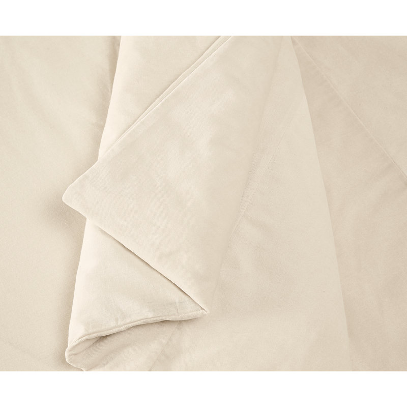 Brooklyn Loom Matte Cotton Velvet Comforter Set, Queen Comforter + 2 Queen Shams, Off-White